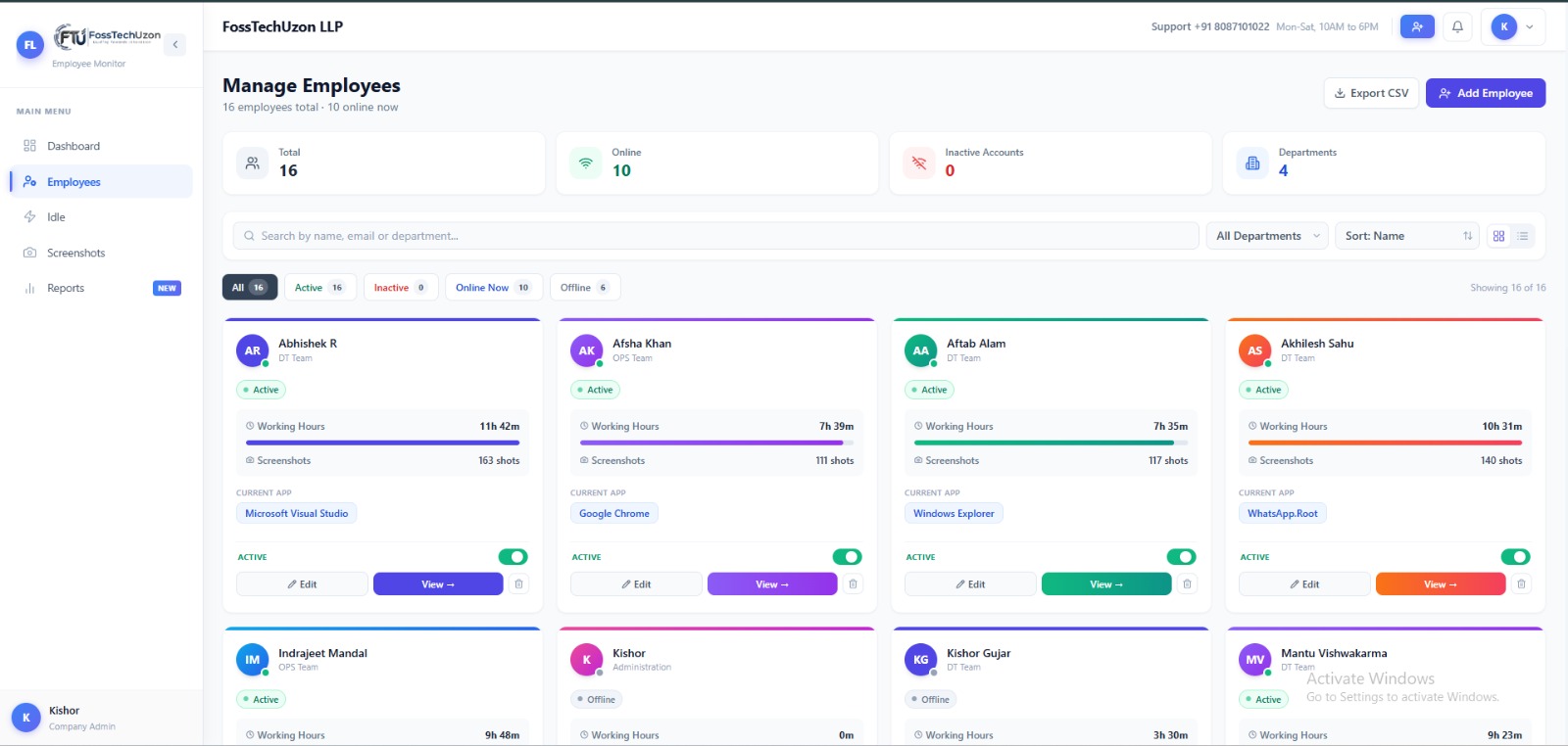 FossTrack Dashboard Preview